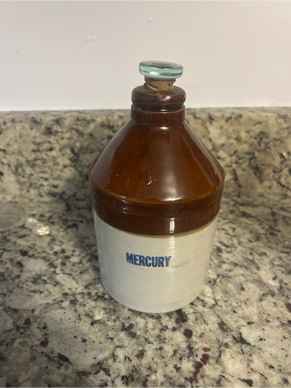 Vintage Mercury Stoneware Jug - Brown and Cream